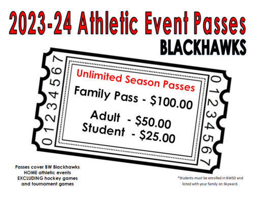 A white ticket with prices of season passes for families, adults, and students appears on a white background