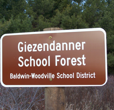 Giezendanner School Forest sign